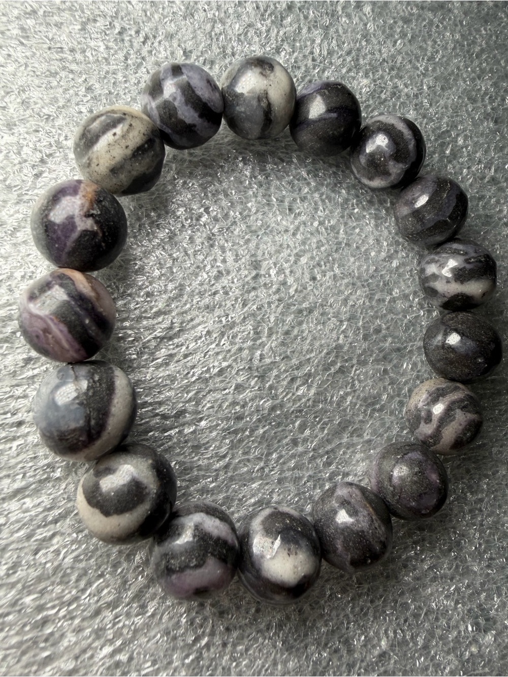 Gorgeous 12MM Purple Zebra Natural Crystal Bracelet